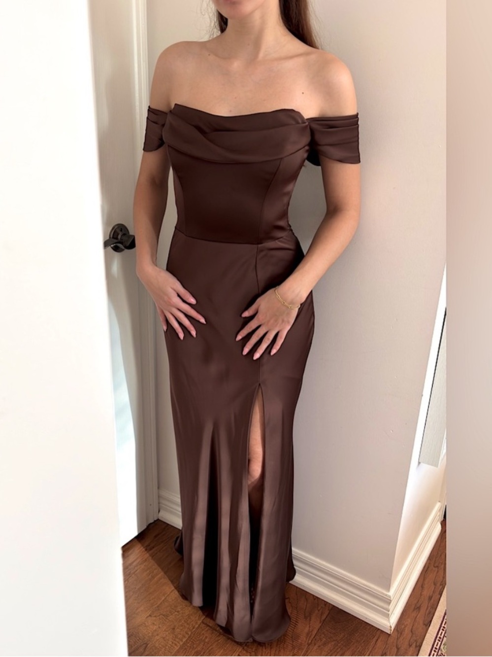 Mia Dress - Matte Satin Espresso Brown